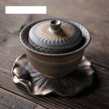 PINNY 170ML Jumping Knife Texture Gaiwan Lotus Shape Design Gaiwan Pigmented Kung Fu Tea Tureen 2024 - buy cheap