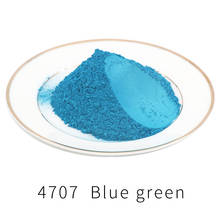 Pigmento perla en polvo acrílico, pintura tipo 4707 para arte artesanal, pintura automotriz, jabón, colorante para teléfonos, pigmento de polvo de Mica verde azul, 50g 2024 - compra barato