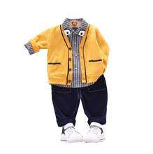 Conjuntos de roupas do bebê menino masculino crianças roupas ternos cavalheiro estilo casacos t camisa calças 3 pçs/set infantil da criança ternos conjunto 2024 - compre barato