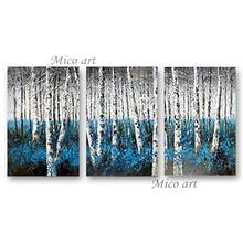 Latest Design Abstract Birch Trees Oil Painting 3PCS Unframed Hand-painted Wall Decoration Canvas Art Hot Selling Wall Pictures 2024 - buy cheap