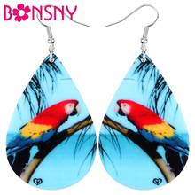 Bonsny Acrylic Teardrop Macaw Parrot Bird Earrings Animal Drop Dangle Jewelry Ornaments For Women Girl Teen Kids Charm Gift Bulk 2024 - buy cheap