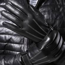 Кожаные перчатки M для сенсорного экрана, мужские кожаные перчатки, перчатки из овечьей кожи для сенсорного экрана, мужские кожаные перчатки для семь символов 2024 - купить недорого