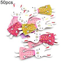 50Pcs Rabbit Shape Mixed Color Wooden Button for Crafting Scarpbooking Sewing Cloth Decoration 2024 - buy cheap