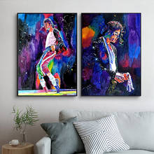 Pintura al óleo sobre lienzo de la famosa estrella Michael Jackson, retrato de superestrella, pinturas al óleo, decoración para el hogar y la sala de estar 2024 - compra barato