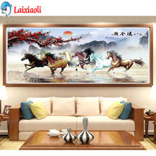 Bordado com miçangas, diamante completo, 8 cavalos, inspiradoras e bem-sucedidas, decoração para casa, arte, pintura de diamante, ponto cruz 2024 - compre barato