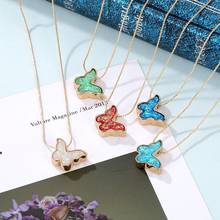 DAXI-Mini collares con colgante de Color mariposa para mujer, cadena larga de eslabones para clavícula, collar de oro, joyería de moda 2020 2024 - compra barato