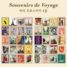 4sheets/lot Vintage Love in Paris Folding Stamps Stickers DIY Multifunction sticker stiker label Lovely home Decoration label 2024 - buy cheap