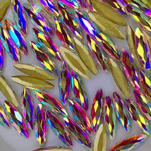 Diamantes de imitación con forma de ojo de caballo, parte inferior plana, purpurina, cristal para uñas, decoración artística 3D 2024 - compra barato