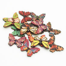 50pcs Retro Colorful Butterfly Wooden Buttons For Fabric Handwork Sewing Scrapbook Clothing Crafts Accessories Needlework Button 2024 - buy cheap
