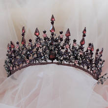 TIARA nupcial de cristal púrpura, corona negra de bruja, Reina, desfile, graduación, traje de diamantes de imitación, diadema barroca, accesorios para el cabello de boda 2024 - compra barato