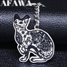 2022 Fashion Canadian Hairless Stainless Steel Keychains for Women/Men Silver Color Key Chains Jewelry llavero gato N4081S02 2024 - buy cheap