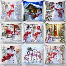 Christmas Snowman Tree Pattern 45*45cm Polyester Christmas Decoration Cushion Cover New Year Sofa Home Decor Throw Pillowcover 2024 - buy cheap