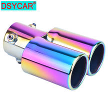 Dsycar tubo de escape automotivo universal, modificação em cores, aço inoxidável, 1 a 2 tubos duplos, silenciador, capa 2024 - compre barato