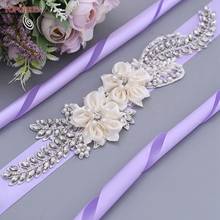 TOPQUEEN  S479 Rhinestone Dress Belt Flower Belt Wedding Dress Jewel Ribbon Belt for Wedding Dress Flowered Bridal Belt 2024 - buy cheap