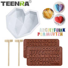 TEENRA-Molde de silicona con forma de corazón de diamante, herramientas para hornear, 3D, para Chocolate, Mousse, postre, pastel, cocina, 5 uds. 2024 - compra barato