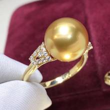 D104 жемчужные кольца, ювелирные украшения, 18K золото 11-12 мм, натуральный океан, море, золотые жемчужины, кольца для женщин 2024 - купить недорого