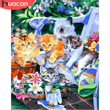 HUACAN Painting By Number Flower Cat Drawing On Canvas HandPainted Art Gift DIY Pictures By Number Animal Kits Home Decor 2024 - buy cheap