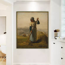 Citon Jean Francois Millet《Woman with a Rake》Canvas Art Oil Painting Artwork Poster Picture Wall Decor Backdrop Home Decoration 2024 - buy cheap