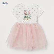 Little madulta 2021 roupas de verão para meninas, roupas de bebê de algodão com estampa floral de coelho, vestidos de princesa de tule para crianças de 2-7 anos 2024 - compre barato