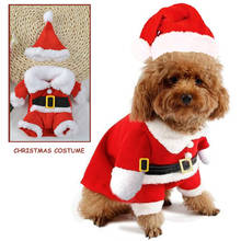 Зимние рождественские костюмы для домашних животных, кошек, забавный Санта-Клаус, новогодний наряд для щенков, кошек, теплая одежда из Йоркшира 2024 - купить недорого