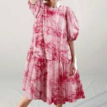 Boho Dye Tie Summer Dresses Women 2021 Elegant Puff Short Sleeve Mini Dress Ruffle Beach Party Dresses Loose Sundress Vestido 2024 - buy cheap