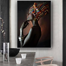 Pintura en lienzo de diadema india de mujer desnuda africana, carteles e impresiones, imagen artística de pared para decoración del hogar de la sala de estar 2024 - compra barato