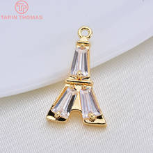 (254) 4 Uds. De colgantes de 10x17MM de Latón chapado en oro de 24K con encantos de Torre Eiffel de circón, accesorios para fabricación de joyas DIY de alta calidad 2024 - compra barato