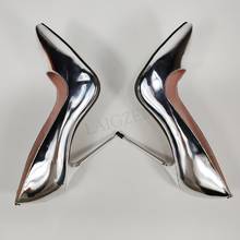BERZIMER Celebrity Women Heels Metalic Stiletto Heel Pumps Dress Office Ladies Altos Sandals Party Shoes Woman Big Size 43 45 2024 - buy cheap