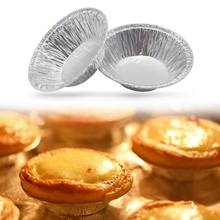 100pcs folha de alumínio ovo tart pan moldes mini placa torta pote descartável assar tart copos base lata redonda bandeja caso cupcake conjunto m1a9 2024 - compre barato