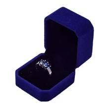 Caixa de veludo para brincos, anel de noivado e casamento, caixa de presente, caixa de jóias, estojo de armazenamento, safira azul 2024 - compre barato