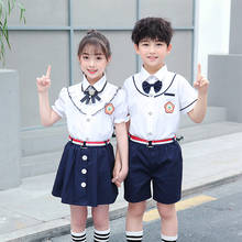 Японская школьная форма для мальчиков и девочек; Летняя рубашка с короткими рукавами; Костюм в британском стиле; Детские костюмы на выпускной 2024 - купить недорого