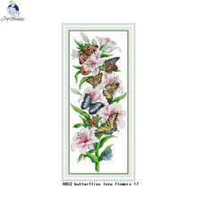 Butterfly Love Flower (17) Count Pattern Cross Stitch Kit 11CT 14CT Cross Stitch Set Wholesale DIY Chinese Embroidery Needlework 2024 - buy cheap