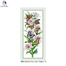 Butterfly Love Flower (17) Count Pattern Cross Stitch Kit 11CT 14CT Cross Stitch Set Wholesale DIY Chinese Embroidery Needlework 2024 - купить недорого