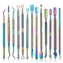 Rainbow Stainless Steel Nail Art Double Sided Cuticle Finger Dead Skin Cut Remover Pusher Manicure Nail Care Nail Art Tools 2024 - buy cheap
