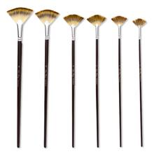 6pcs/set Nylon Hair Wooden Handle Fan Shape Watercolor Paint Brush Pen DIY Oil Acrylic Painting Art Paint Brushes 2024 - buy cheap