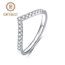 GEM'S BALLET-anillo apilable en forma de V para mujer, sortija de boda curvada de 925mm, anillos de moissanita para mujer, de plata de ley 1,5 2024 - compra barato