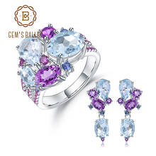 GEM'S BALLE, настоящее 925 пробы, серебряные, яркие, ювелирный набор, Натуральный топаз, аметист, кольцо, серьги-гвоздики для женщин, хорошее ювелирное изделие 2024 - купить недорого