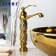 JIENI Golden Plated Polish Bathroom Basin High Short Luxury Style Faucet Deck Mounted Single Handle Sink Faucets Mixer Tap 2024 - buy cheap