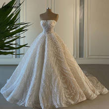 Luxury Handmade Sewing Wedding Dresses A-Line Strapless Pearls Wedding Gowns Princess Chapel Brides Dresses Vestidos De Novia 2024 - buy cheap