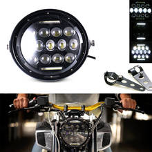 Faro LED para motocicleta de 7 pulgadas, faro redondo con Motor de 7 pulgadas, soportes negros Retro, lámpara de cabeza para Honda GS125 CG125 Cafe Racer Bobber 2024 - compra barato