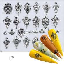Pegatinas 3D de varios patrones para uñas, diseño de letras y flores, calcomanías de Transfer Nail Art, decoración de manicura DIY 2024 - compra barato