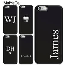 Personalised Initials Name Black Case For iPhone 13 Pro Max 12 Mini 11 Pro MAX X XR XS MAX SE 2020 6S 7 8 Plus Cover 2024 - buy cheap