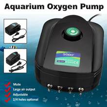 Bomba de oxígeno ajustable para acuario, aireador de bajo ruido, salida de aire, 2/4 agujeros, 8/12W, 220V 2024 - compra barato