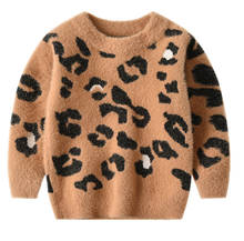Lioraitiin, Детский свитер из норки с леопардовым принтом для маленьких девочек и мальчиков, Осень-зима, детский пуловер с длинным рукавом и круглым вырезом, весна-осень 2024 - купить недорого