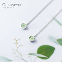 Colusiwei Exquisite 100% 925 Sterling Silver Small Round Long Chain Drop Earrings for Women Natural Green Opals Silver Jewelry 2024 - buy cheap