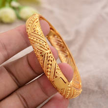 Brazaletes de color dorado de 24K para mujer, pulsera africana de Dubai, regalo de boda, joyería de adorno, 1 ud. 2024 - compra barato