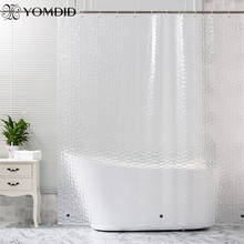 Cortina de ducha 3d impermeable antimoho, transparente, blanca, de plástico, PEVA, con 12 ganchos 2024 - compra barato