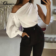 2021 Celmia Sexy Solid Blouses Women Long Sleeve Casual Tops Ladies Holiday Shirts Elegant Cold Shoulder Blusas Oversized Femme 2024 - buy cheap