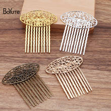 BoYuTe (10 Pieces/Lot) 50.5*62MM Metal Brass Filigree Flower Hair Comb 10 Teeth Diy Hair Jewelry Handmade Materials 2024 - buy cheap