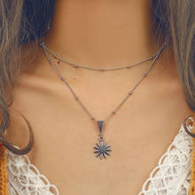 2020 New Fashion Bohemia Sunflower Double-layer Metal Pendant Necklace For Women Sexy Beaded Choker Necklace you are my sunshine 2024 - buy cheap